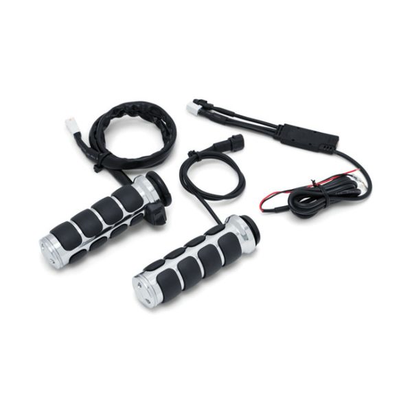 Kuryakyn Heated ISO Grips Chrome for 08-21 H-D With E-Throttle