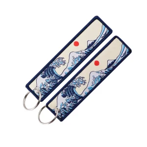 Japanese Wave Art Key Tag