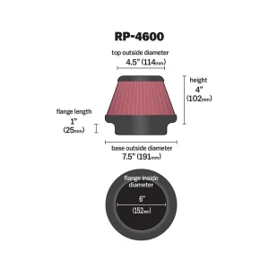 K&N RT-4600 Universal Air Filter, Motoee.com