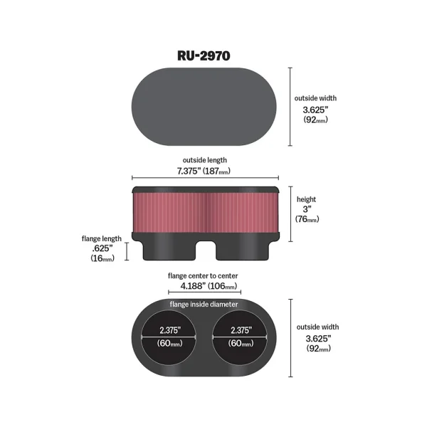 K&N RU-2970 Universal Clamp-On Air Filter