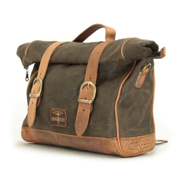 Longride Old Chopper Waxed Cotton Saddlebag Khaki