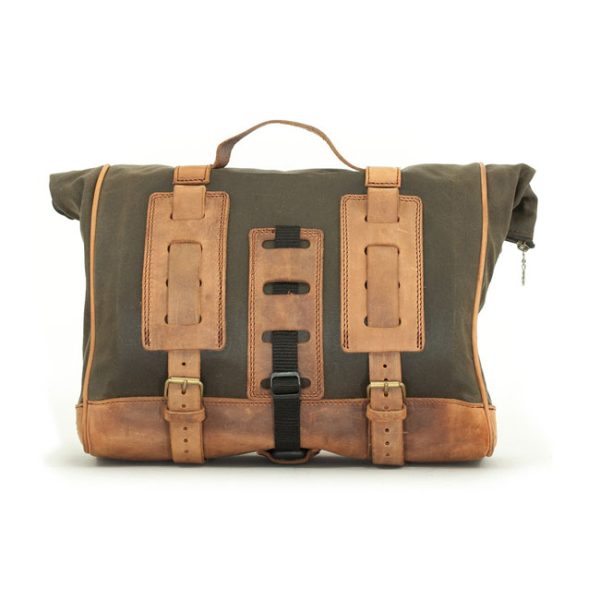 Longride Old Chopper Waxed Cotton Saddlebag Khaki