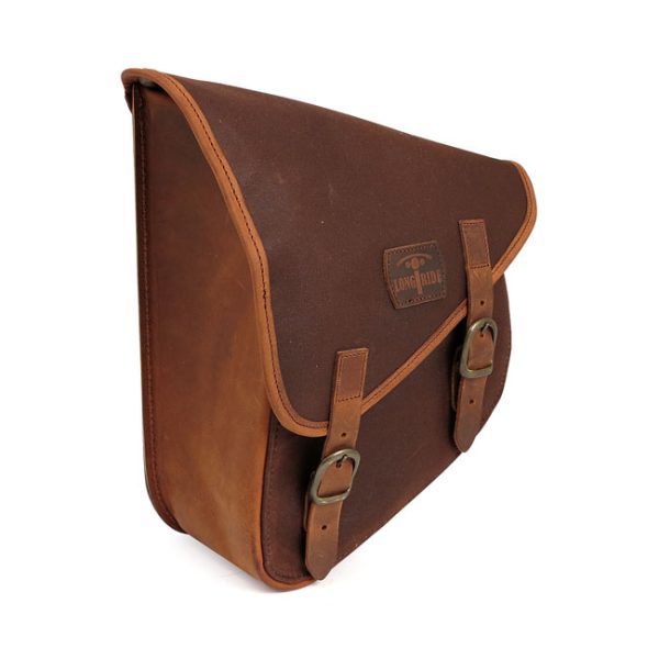 Longride Swingarm Bag Brown Waxed Cotton Softail