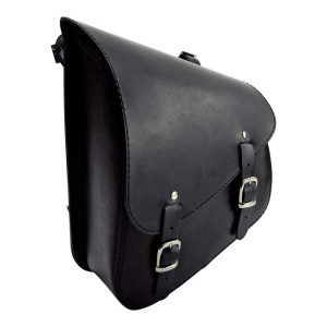 Longride Swingarm Bag Smooth Black Leather Softail