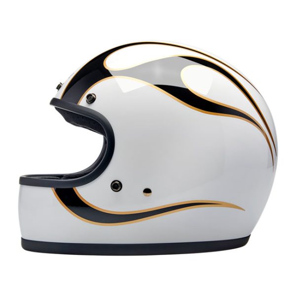 Biltwell Gringo Helmet Gloss White/Black Flames