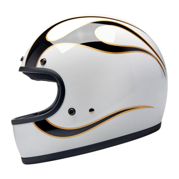 Biltwell Gringo Helmet Gloss White/Black Flames