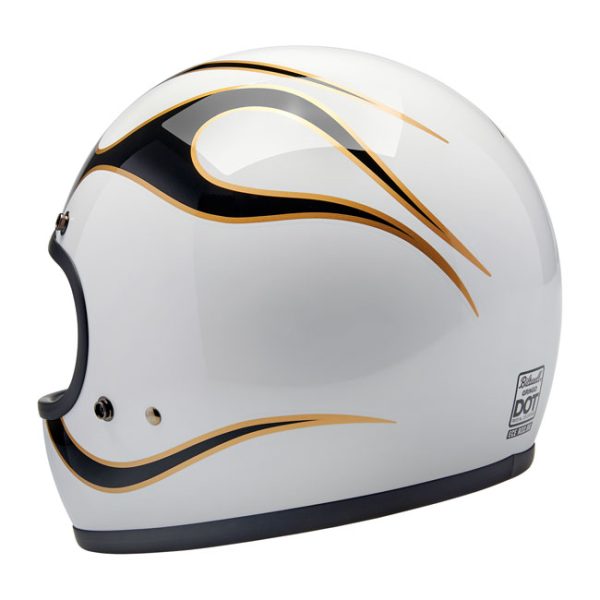 Biltwell Gringo Helmet Gloss White/Black Flames