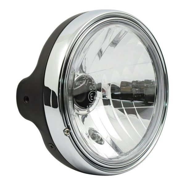 MCS LTD Style 7" H4 Headlamp Side Mount Clear Lens Black