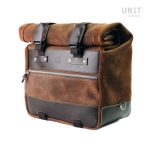 Unit Garage Colorado Brown Cult Side Pannier in Waxed Suede With Aluminium Back Plate + Stainless Steel Quick Release System & Lock (Exhaust side)