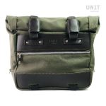 Unit Garage Green/Brown Cult Side Pannier in Waxed Cotton with Aluminium Back Plate + Stainless Steel Quick Release System & Lock