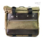 Unit Garage Moss Grey Cult Side Pannier in Waxed Suede with Aluminium Back Plate + Stainless Steel Quick Release System & Lock