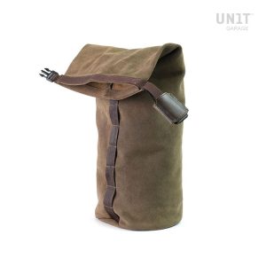 Unit Garage Moss Grey Roll Bag in Waxed Suede 10-16L, Motoee.com