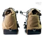 Unit Garage Pair of Beige/Brown Cult Side Bags in Canvas 40-50L + Pair of Aluminium Plates