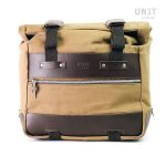 Unit Garage Pair of Beige/Brown Cult Side Bags in Canvas 40-50L + Pair of Aluminium Plates