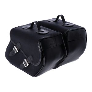 Longride Heritage Waxed Cotton Saddlebags Black