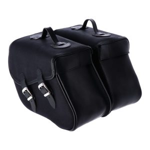 Longride Heritage Waxed Cotton Saddlebags Black, Motoee.com