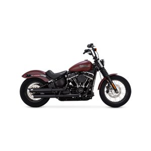 Vance & Hines 3" Twin Slash Slip-On PCX Mufflers Black 18-20 Softail, Motoee.com