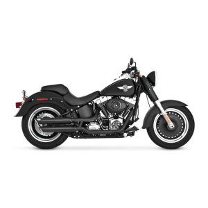 Vance & Hines 3" Twin Slash Slip-On PCX Mufflers Black Softail/FLSTF Fat Boy/FLFSTFB Fat Boy Lo/FXSTD Deuce/Softail CVO, Motoee.com