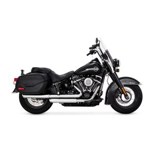Vance & Hines 3" Twin Slash Slip-On PCX Mufflers Chrome 18-20 FLHC Heritage 107/FLHCS Heritage 114, Motoee.com