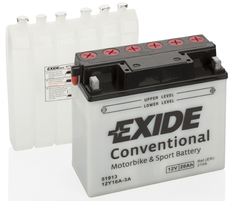 Exide 12Y16A-3A 51913 12V 20Ah 210A 185x80.5x170mm R+ Starting battery