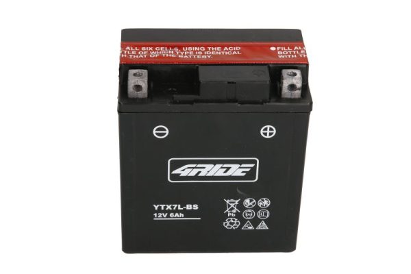 4 Ride YTX7L-BS 12V 6Ah 90A 114x71x131mm R+ Starting battery