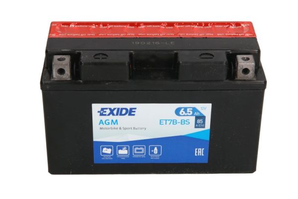 Exide YT7B-BS 12V 6.5Ah 85A 150x65x93mm L+ Starting battery