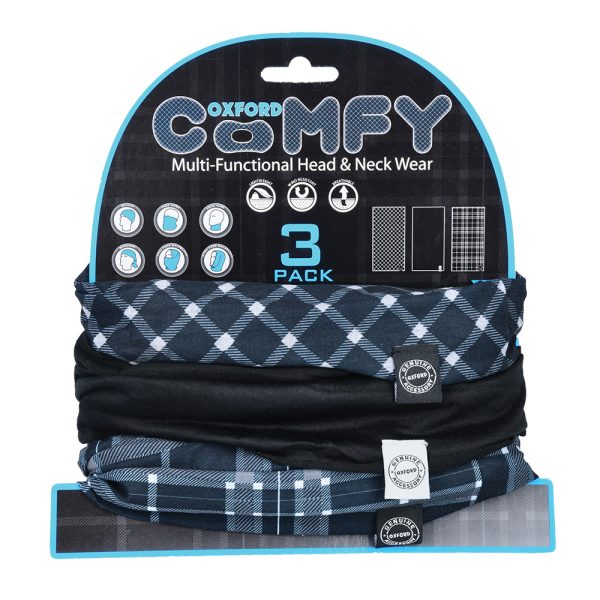 Oxford Comfy Black & White Tartan 3-Pack