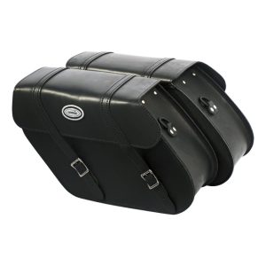 Ledrie Reinforced Rigid Leather Saddlebags 17L Black