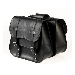 Ledrie Reinforced Rigid Leather Throw-over Saddlebags 15L Black