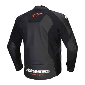 Alpinestars Faster V3 Leather Jacket Black/Neon Red, Motoee.com