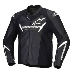 Alpinestars Faster V3 Leather Jacket Black/White, Motoee.com