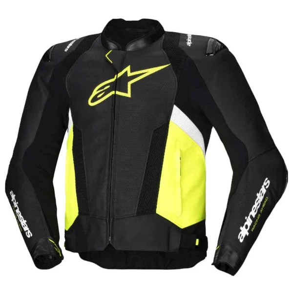 Alpinestars Missile V3 Airflow perforeeritud meeste nahkjope must/valge/kollane