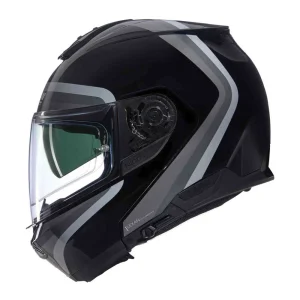 Nolan N100-6 Assoluto N-Com Helmet Black/White/Silver, Motoee.com