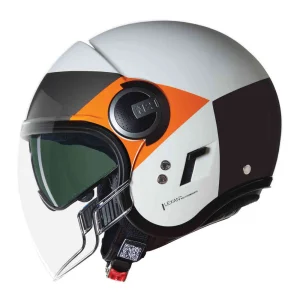 Nolan N21 Visor 06 Onirico Helmet White/Black/Orange, Motoee.com