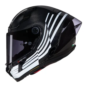 Nolan X-804 RS Ultra Carbon Ala Helmet Black/White, Motoee.com