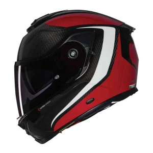 Nolan X-903 Ultra Carbon Intrigo N-Com Helmet Black/Red/White, Motoee.com