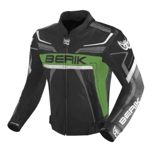 Berik Absolute Race Leather Jacket Black/Green/Anthracite