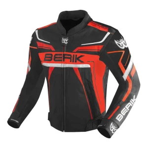 Berik Absolute Race Leather Jacket Black/Neon Red