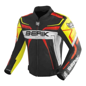 Berik Absolute Race Leather Jacket Black/Neon Yellow/Neon Red/Anthracite