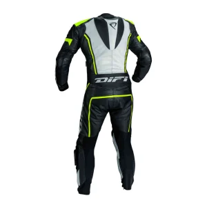 DIFI Imola Perforated 1-Piece Leather Suit Black/White/Yellow, Motoee.com