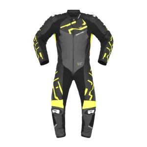 Richa Stradale GP One Piece Leather Suit Black/Grey/Yellow, Motoee.com