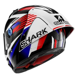 Shark Aeron GP FIM Firstlap Carbon Helmet White/Red/Blue, Motoee.com