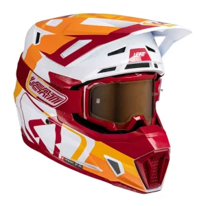 Leatt 7.5 Patch MX Helmet with Goggles White/Red/Orange