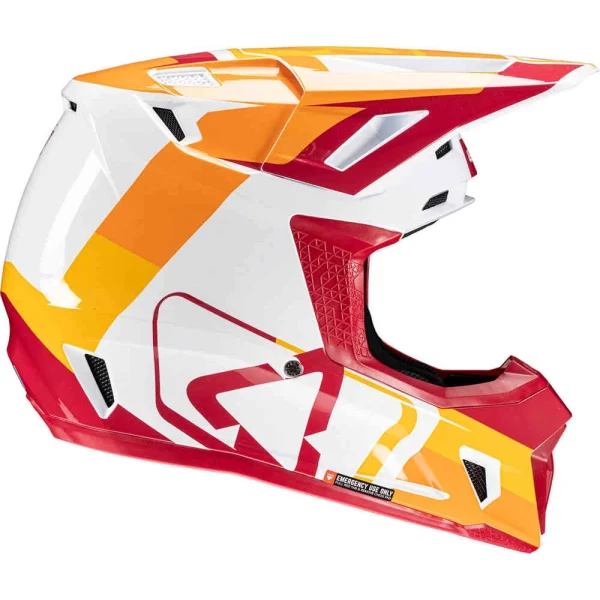 Leatt 7.5 Patch MX Helmet with Goggles White/Red/Orange