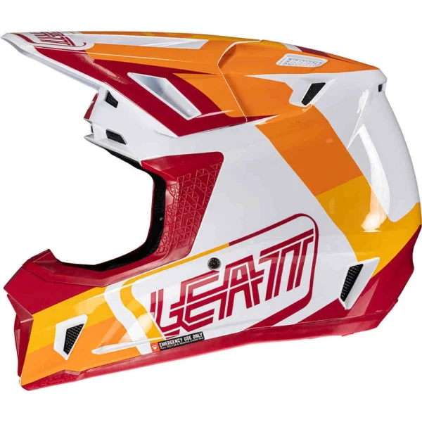 Leatt 7.5 Patch MX Helmet with Goggles White/Red/Orange