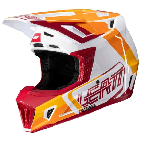 Leatt 7.5 Patch MX Helmet with Goggles White/Red/Orange