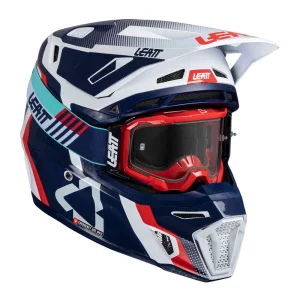 Leatt 8.5 2025 MX Helmet with Goggles Blue/Red/White