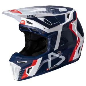 Leatt 8.5 2025 MX Helmet with Goggles Blue/Red/White, Motoee.com