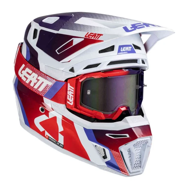 Leatt 8.5 2025 MX Helmet with Goggles Purple/White