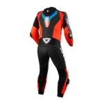 Revit Quantum 3 Perforated 1-Piece Leather Suit Black/Neon Red